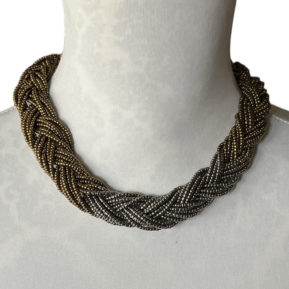 Elegant Gold and Black Braided Neckl